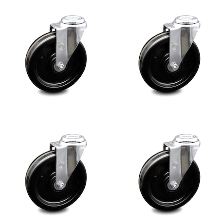 Service Caster 6 Inch Phenolic Wheel Swivel Bolt Hole Caster Set SCC-BH20S615-PHS-4